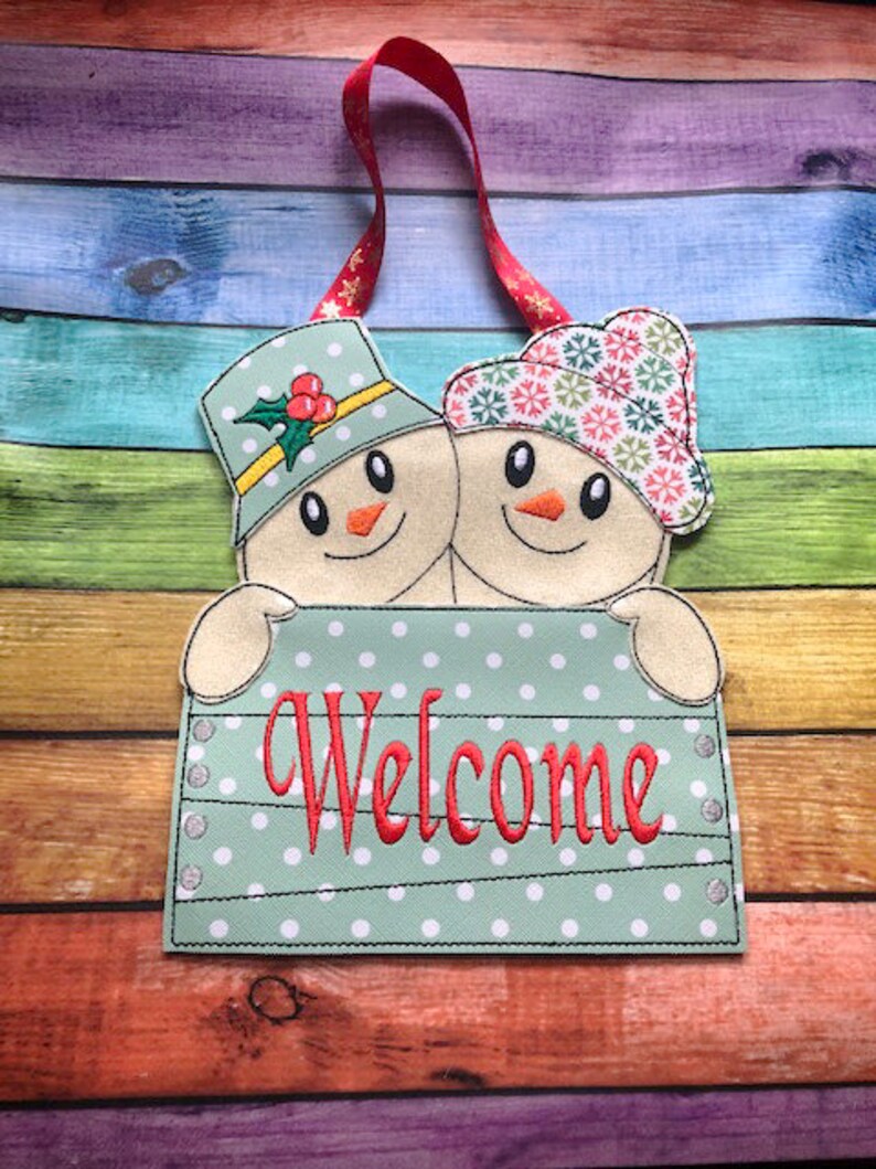 In the Hoop Snowman Sign Embroidery Machine Design Etsy UK