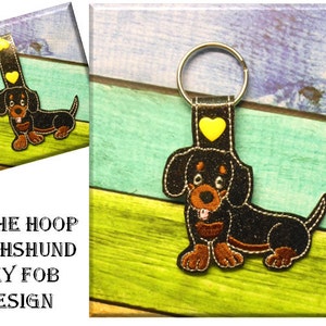 In The Hoop Dashchund 2 Key Fob Embroidery Machine Design