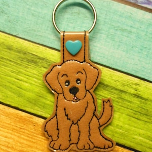 In The Hoop Golden Retriever Key Fob Embroidery Machine Design