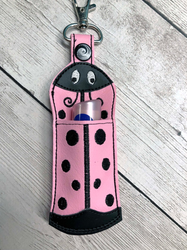 In The Hoop Lady Bug Lip Balm Holder Embroidery Machine Design Etsy
