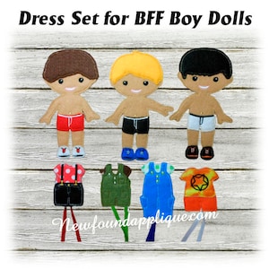 In The Hoop Felt Dress Up Boy BFF Doll Embroidery Machien Design Set