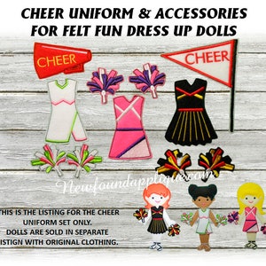 In The Hoop Cheerleader Uniform Embroidery Machine Design Set for Dress Up Fun Dolls