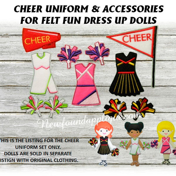 Ensemble de motifs à broder pour uniforme de pom-pom girl In The Hoop pour habiller des poupées amusantes