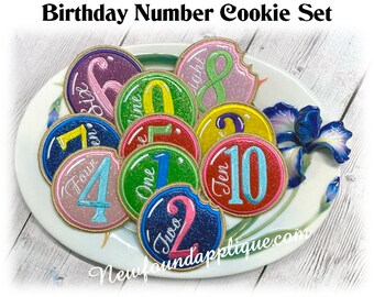 ITH Birthday Numbers Felt Cookies Embroidery Machine Design