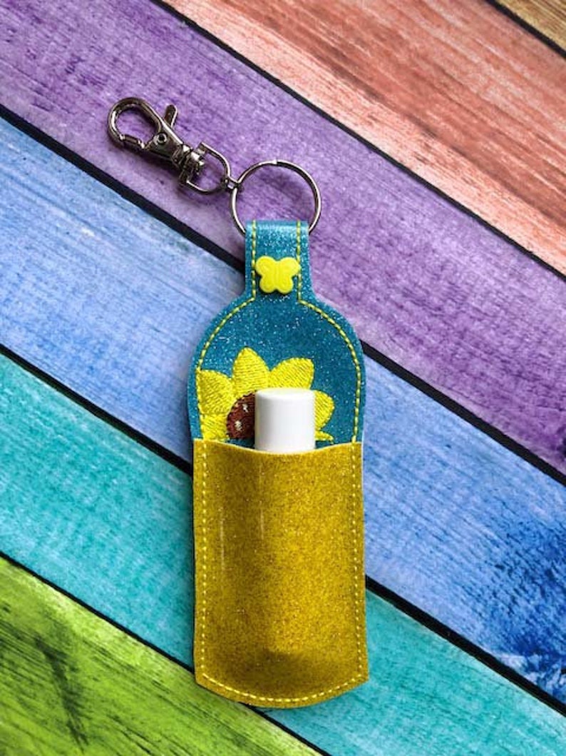In the Hoop Sunflower Lip Balm Holder Machine Embroidery Etsy