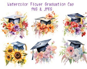 Flower and Grad Cap PNG and JPEG Digital File