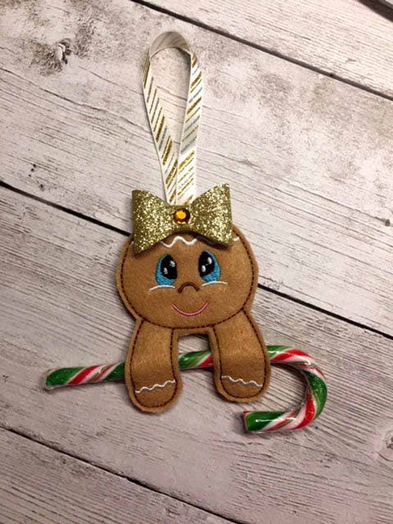 In the Hoop Gingerbread Candy Cane Pencil Holder Ornament Etsy