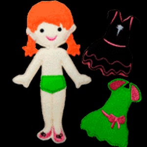 In The Hoop Felt Fun Dress Up Doll Basic Set Embroidery Machine Designs image 7