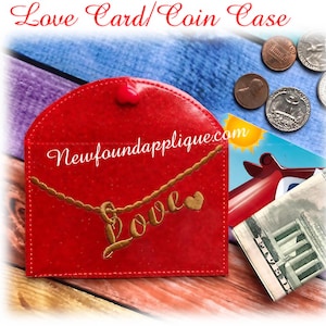 In The Hoop Love Card Coin Purse Case Embroidery Machine Design
