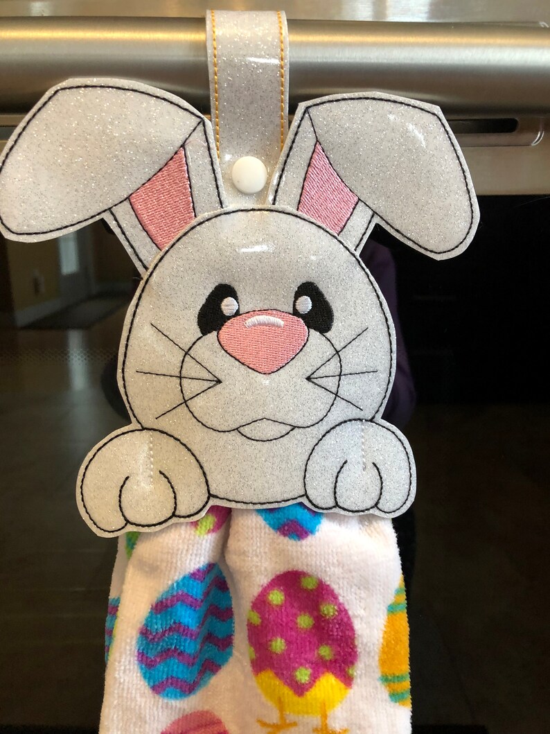 In the Hoop Bunny Towel Holder Embroidery Machine Design Etsy