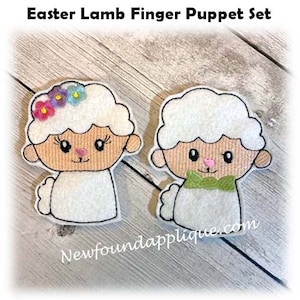 In The Hoop Easter Lamb Finger Puppet Embroidery Machine Design Set