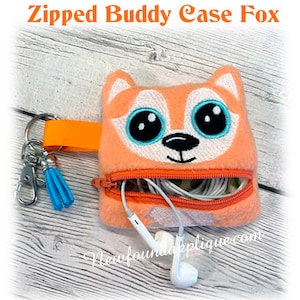 En el aro con cremallera Buddy Case Fox Diseño de máquina de bordar