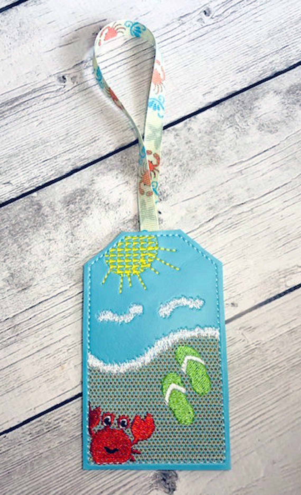 In the Hoop Beach Luggage Tag Embroidery Machine Design Etsy