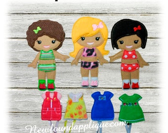 In The Hoop Dress Up BFF Girl Doll Embroidery Machine Design Set