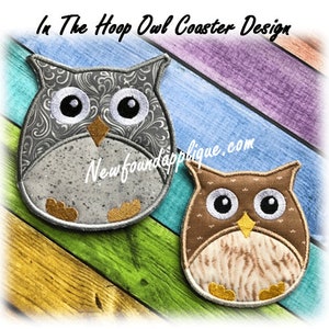 In The Hoop Owl Coaster Embroider Machine Design