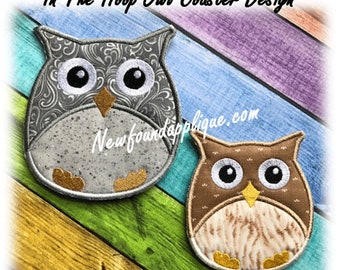 In The Hoop Owl Coaster Embroider Machine Design