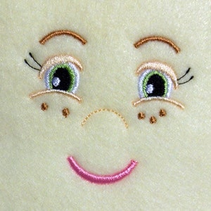 Doll Face Girl with Freckles Embroidery Machine Design