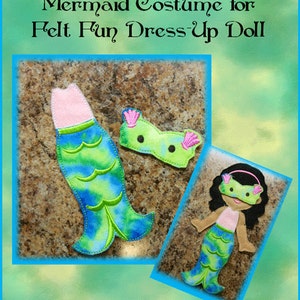 In The Hoop Mermaid Costume Set for Felt Fun Dolls Embroidery Machine Design