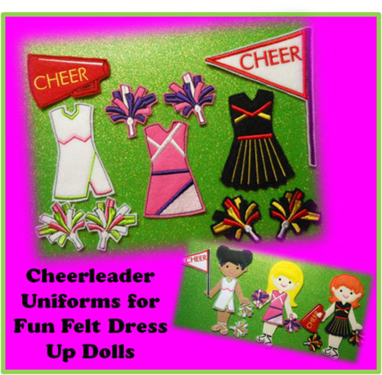 In the Hoop Cheerleader Uniform Embroidery Machine Design Set Etsy