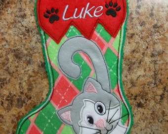 IN The Hoop Cat Stocking 3 Embroidery Machine Design