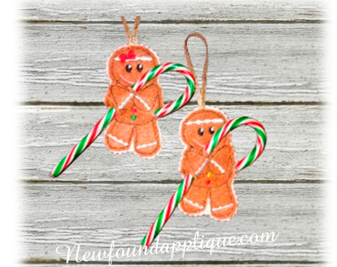 IN the Hoop Gingerbread Candy Cane Holder Embroidery Machine Etsy