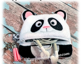 In The Hoop Zipped Buddy Case Panda Embroidery Machine Design