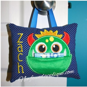 In The Hoop Tooth Monster Boy Pillow Embroidery Machine Design