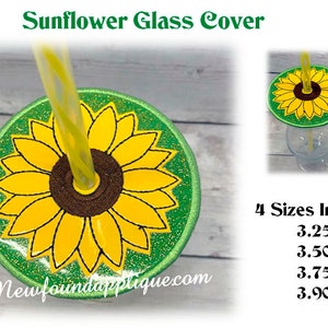 In The Hoop Sunflower Glass Cover Embroidery Machine Design