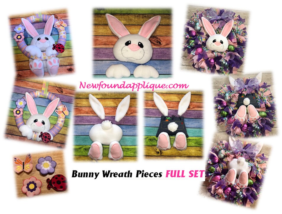 In the Hoop Bunny Wreath Pieces FULL SET Embroidery Machine Etsy