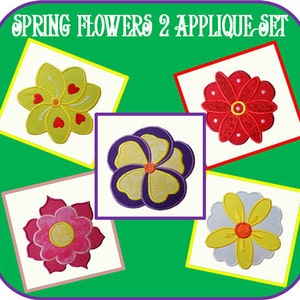 Spring Flower Applique Embroidery Machine Design Set