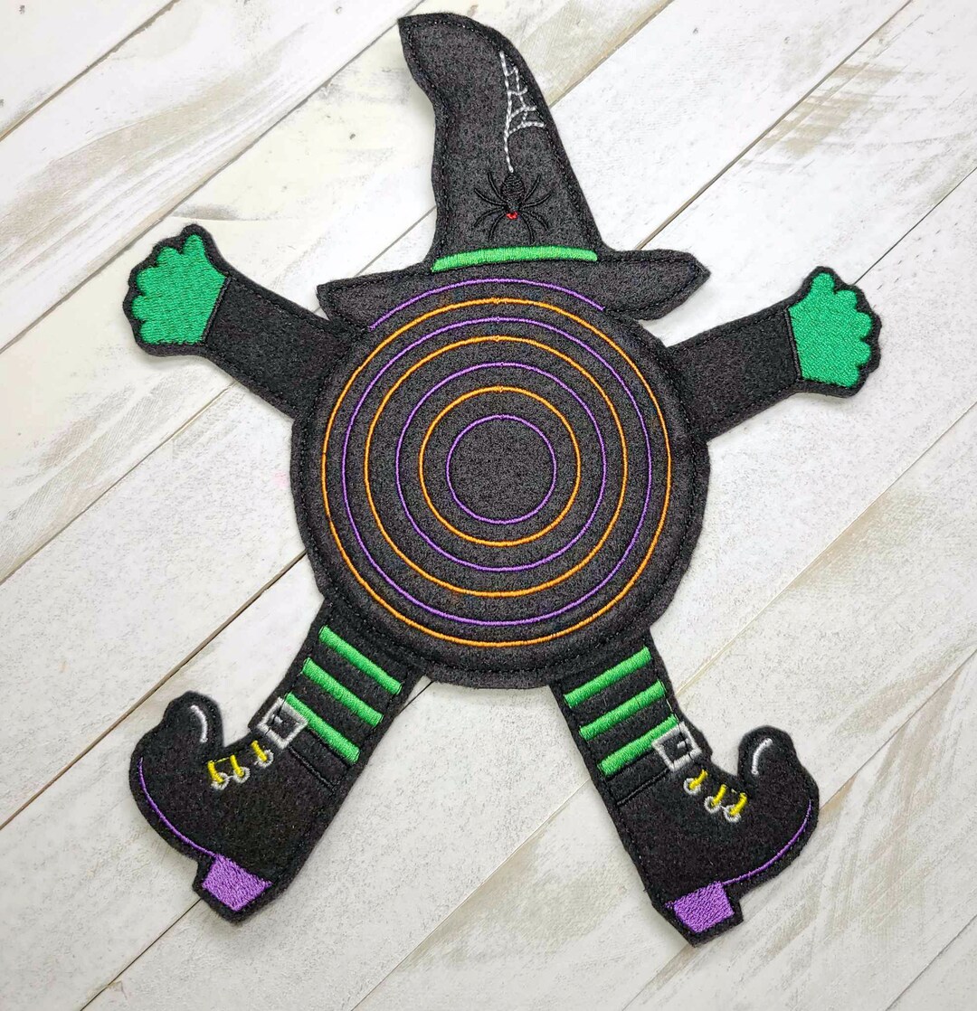 In the Hoop Flattened Witch Coaster Embroidery Machine Design - Etsy
