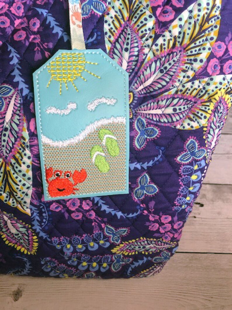 In the Hoop Beach Luggage Tag Embroidery Machine Design Etsy Australia