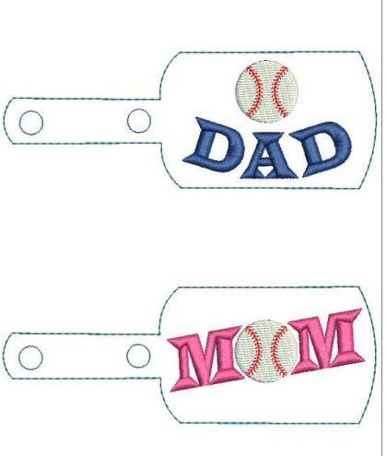 In the Hoop Baseball MOM DAD Key Fob Embroidery Machine Design - Etsy