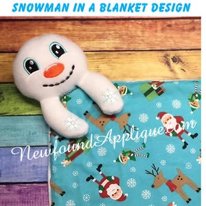 In The Hoop Snowman In A Blanket Embroidery Machine Design