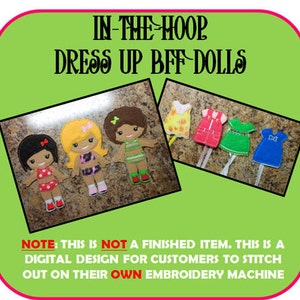 In The Hoop Dress Up BFF Girl Doll Embroidery Machine Design Set Bild 6