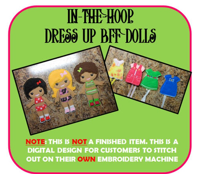 In The Hoop Dress Up BFF Girl Doll Embroidery Machine Design Set Bild 6