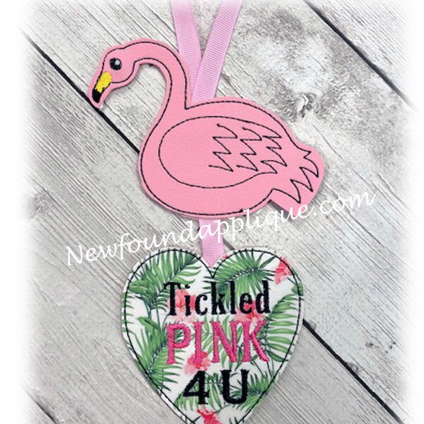 In The Hoop Flamingo Valentine Ornament Embroidery Machine Design