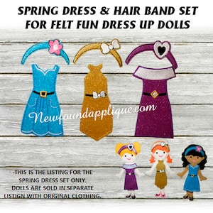 In the Hoop Spring Dresses with Hairbands Designs For Dress Up Fun Dolls Embroidery Machine Designs