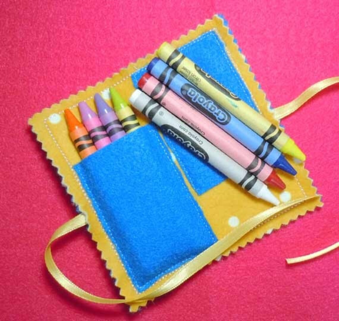 Small Folded Crayon Holder Embroidery Machine Applique Etsy