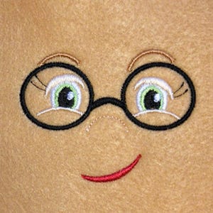 Doll Face Girl with Round Glasses Embroidery Machine Design