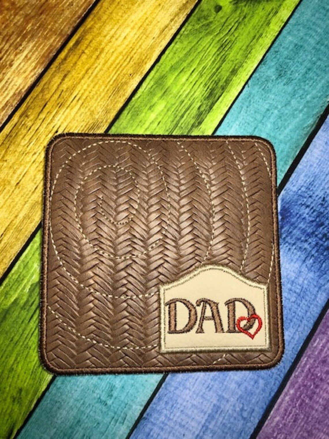 In the Hoop DAD With Heart Coaster Embroidery Machine Design - Etsy