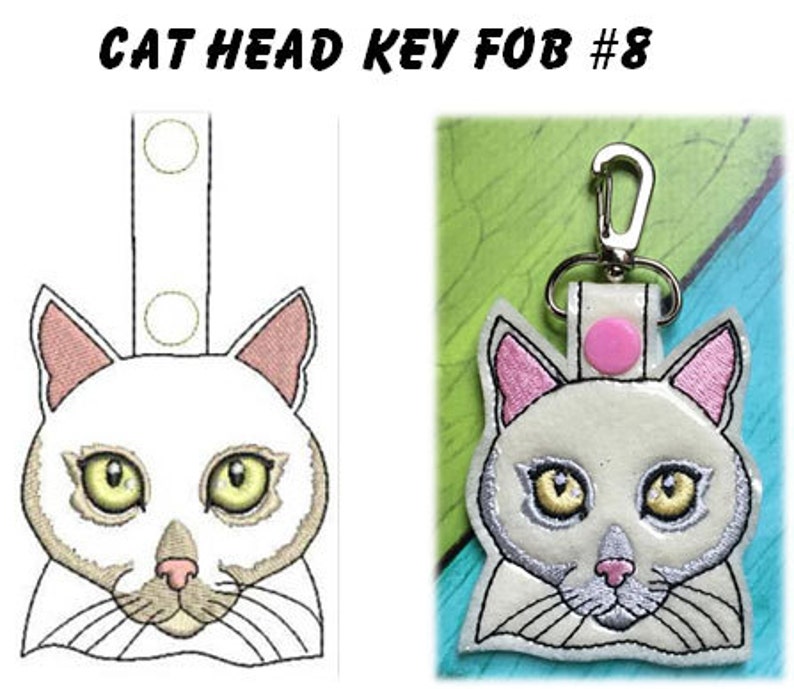 In the Hoop Cat Head Snap Key Fob Embroidery Machine Design Etsy