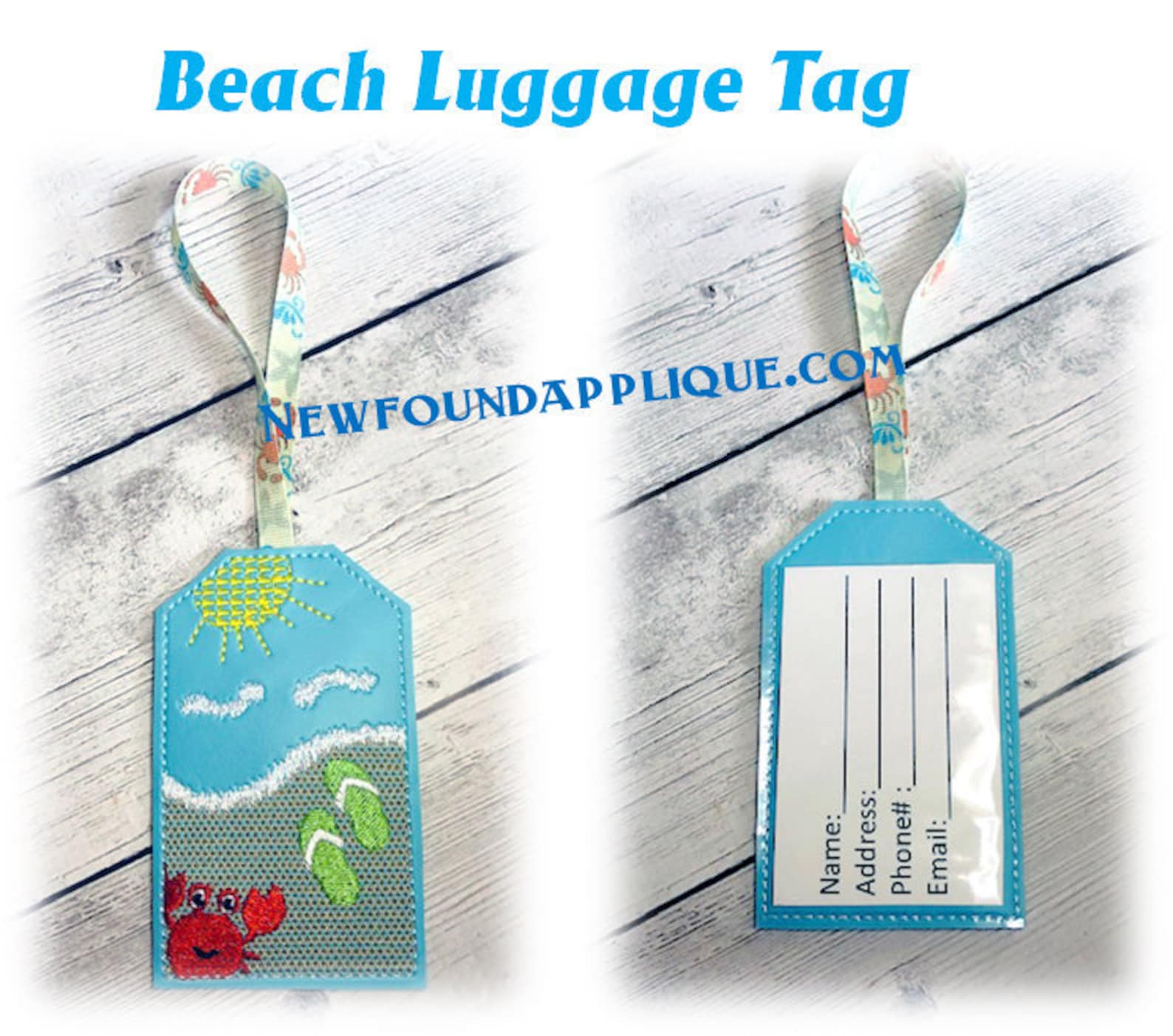 In the Hoop Beach Luggage Tag Embroidery Machine Design Etsy