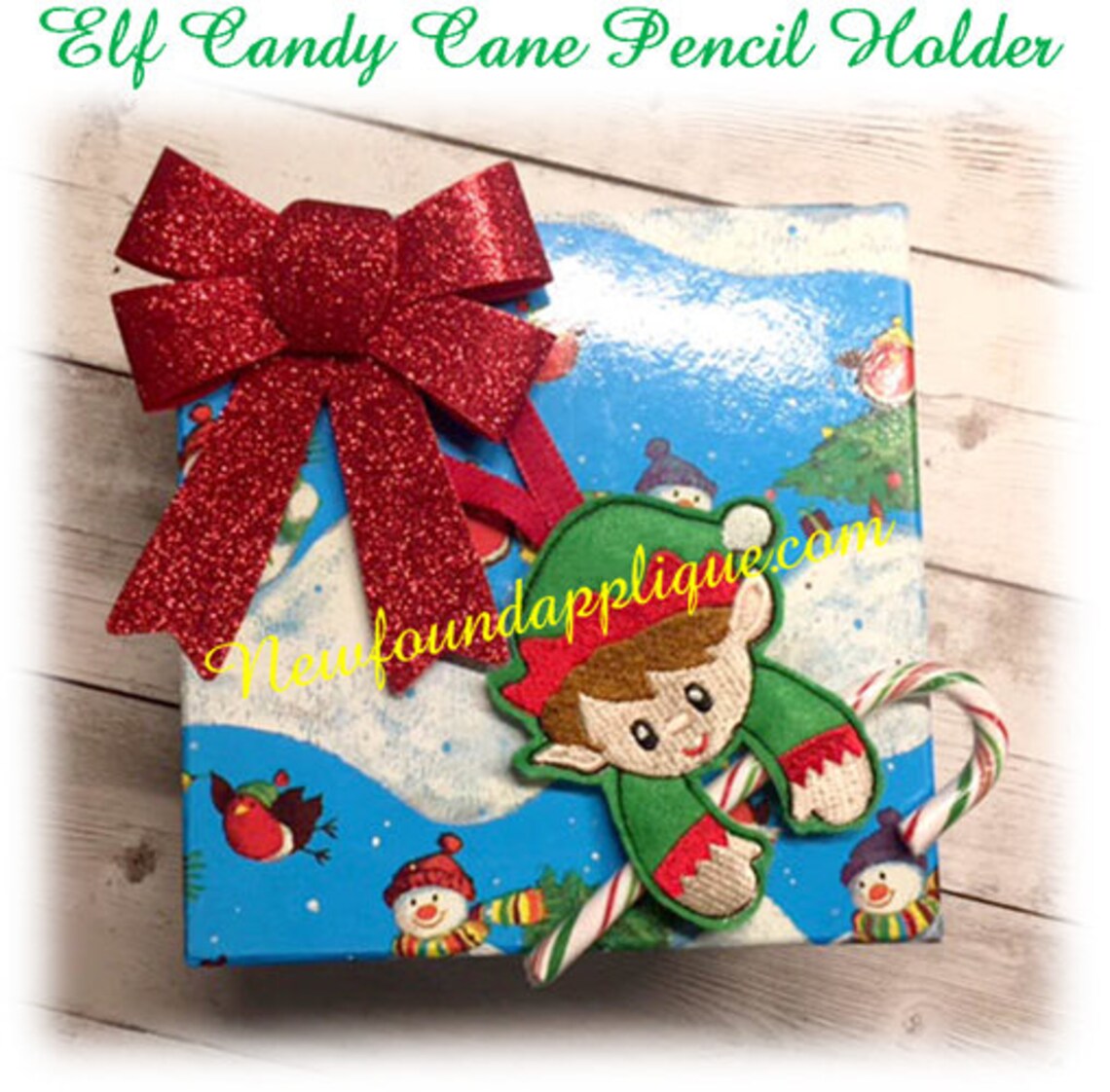 In the Hoop Elf Candy Cane Pencil Holder Ornament Embroidery Etsy