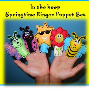 In the Hoop Springtime Finger Puppet Embroidery Machine Design Set