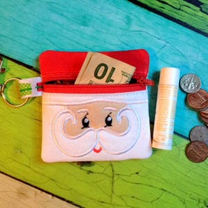 In The Hoop Santa Zipped Coin Purse Embroidery Machine Design