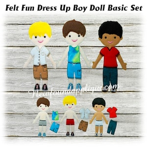 In The Hoop Fun Felt Dress Up Boy Doll Basic Embroidery Machine Design Set