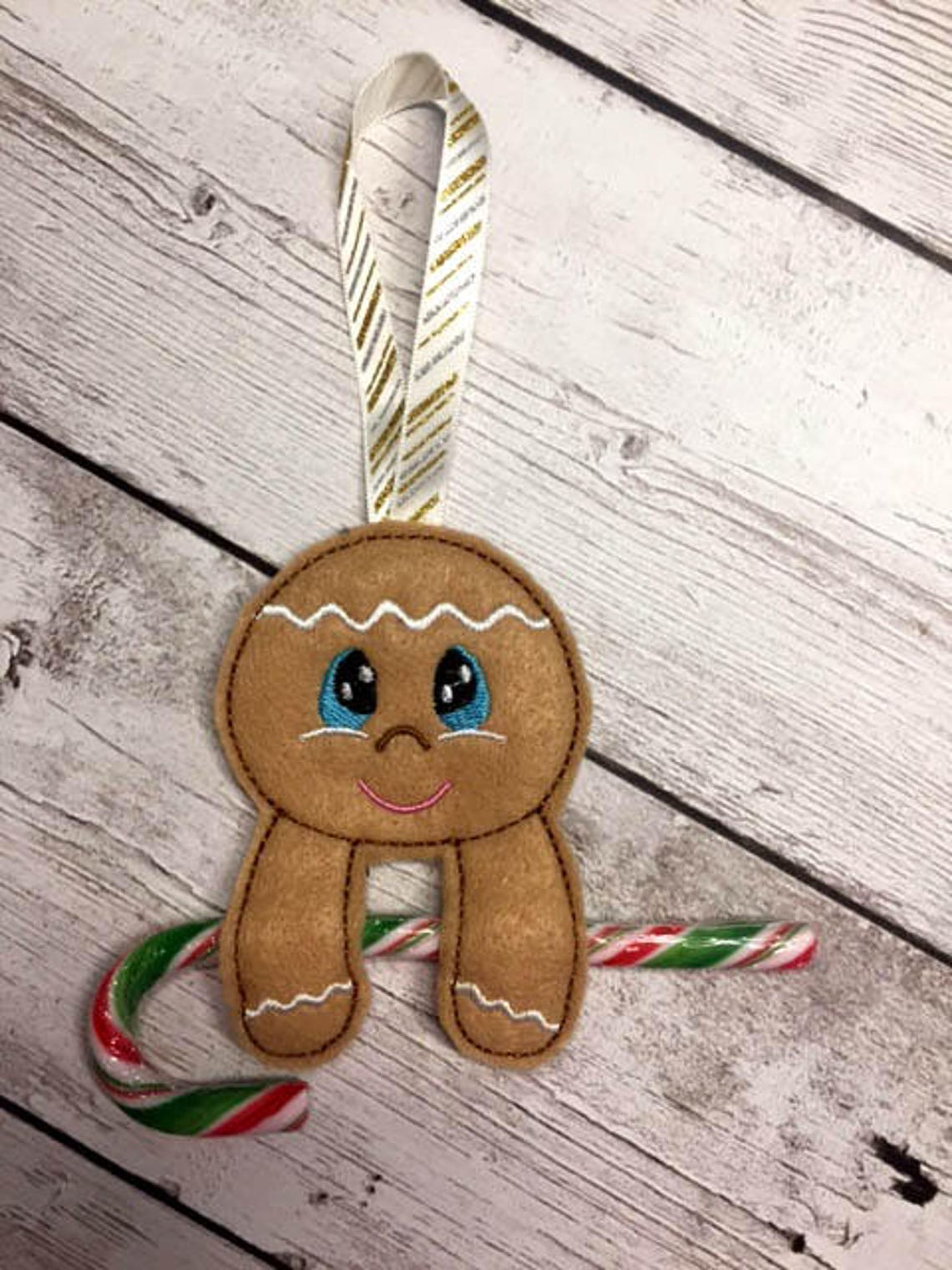 In the Hoop Gingerbread Candy Cane Pencil Holder Ornament Etsy