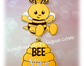 In The Hoop Bee Valentine Ornament Embroidery machine Design