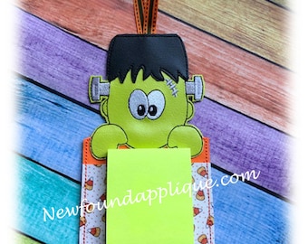 In The Hoop Frankenstein Sticky Note Holder Embroidery Machine Design